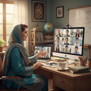 female-teacher-taking-online-classes