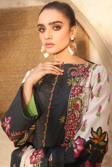 AlKaram Lawn Black Print