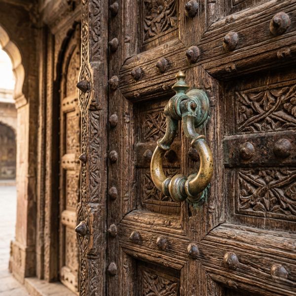 brass-knocker-antique-wooden-door