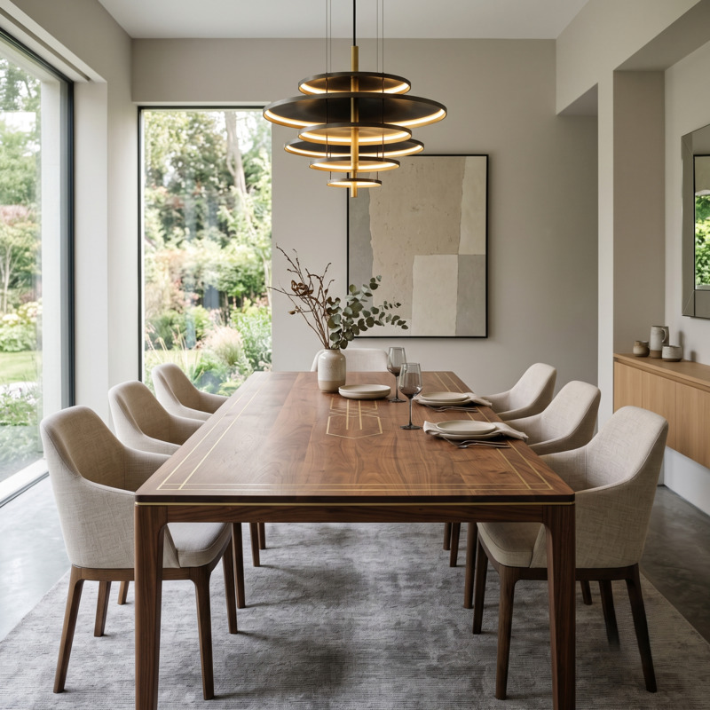 contemporary-dining-room-with-inlaid-dining-table