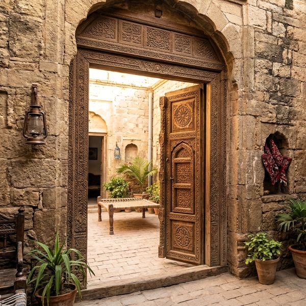 courtyard-entrance-carved-wooden-door