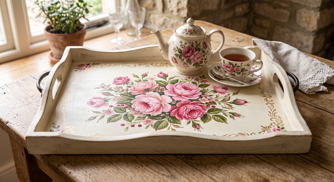hand-painted-serving-tray-pink-roses