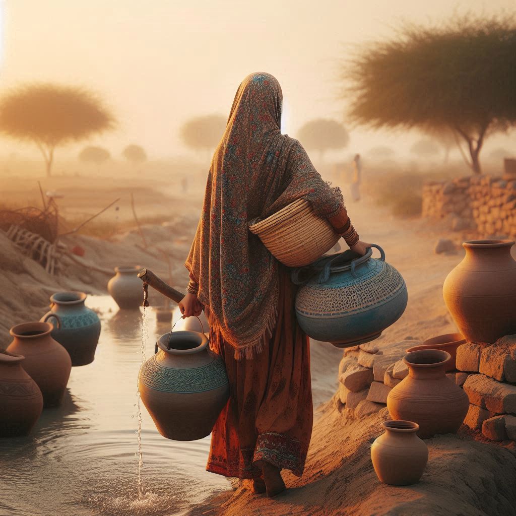Women of Rural Pakistan-Sindh-Carrying Water in Pots women-of-rural-pakistan-sindh-waterpots-4