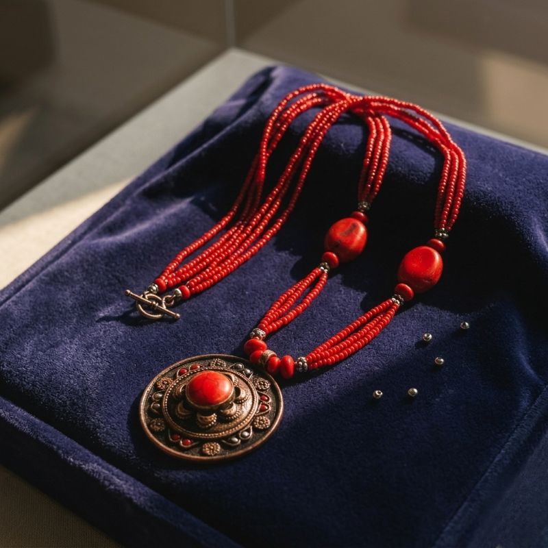traditional-necklace-gilgit-baltistan-red-beads-pendant