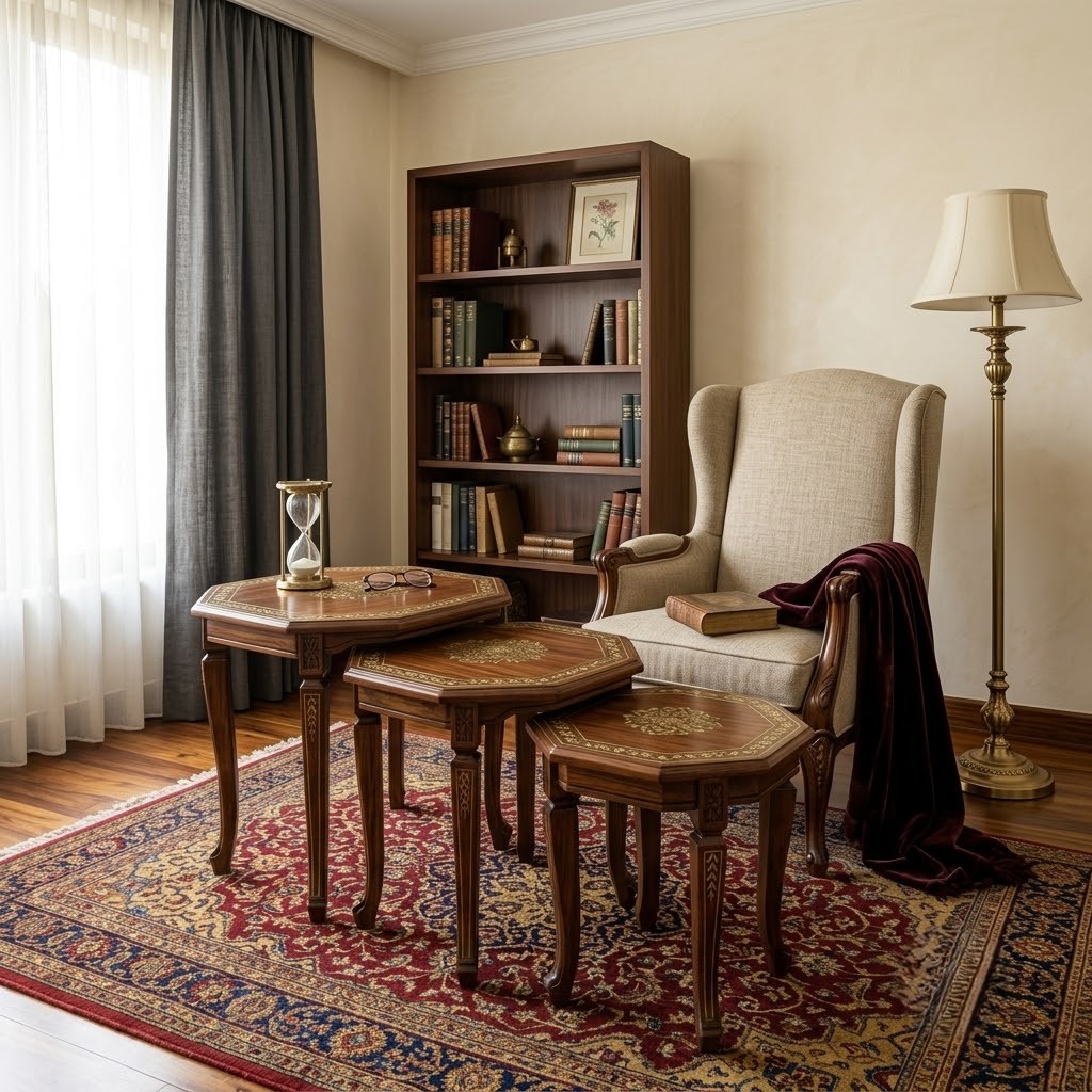 traditional-reading-corner-with-inlaid-nesting-tables