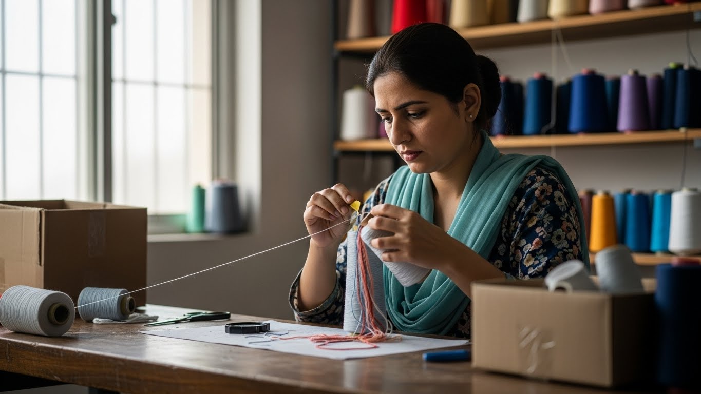 women-inspecting-yarn
