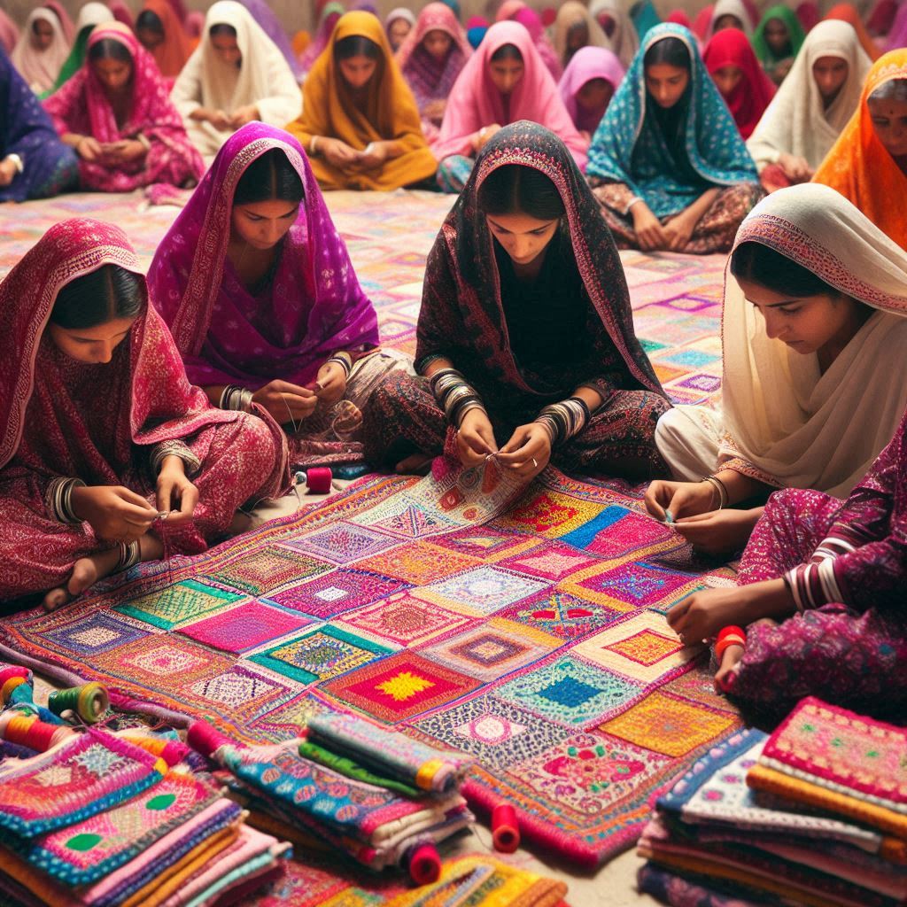 Women of Rural Pakistan-Sindh-Handcraft ralli-making small business to sustain women-of-rural-pakistan-sindh-making-ralli-1